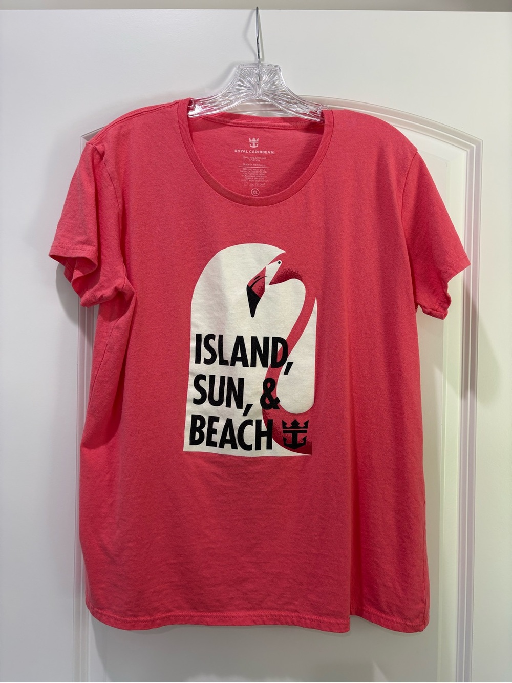 Caribbean Coral Crewneck Tee with White Royal Logo